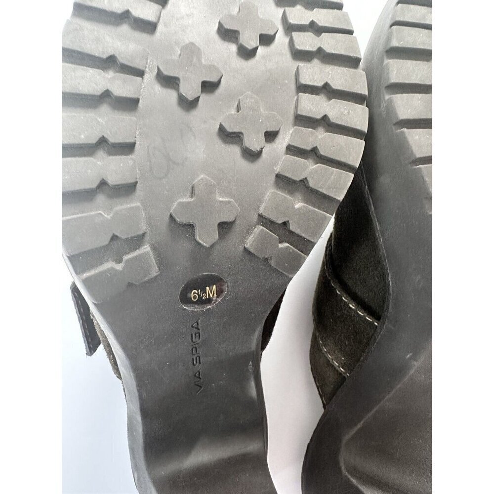 La Spiga Women's Suede Olive Green Mules Clogs Size 6.5 Retro Y2K 70s‎ 80s 90s - Picture 7 of 7